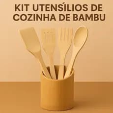 Conjunto Kit 5 Utensílios de Madeira Bambu Espátula Colher Ecológico Cozinha Culinária