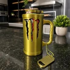 Caneca Porta Lata Estilosa Energético Monster com Tampa e Abridor de Lata Presente Perfeito