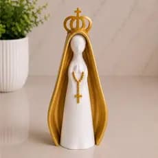 Escultura Nossa Senhora Aparecida Minimalista Decorativa 14cm Coroa Exclusiva Quarto Sala Escritório Altar Religioso