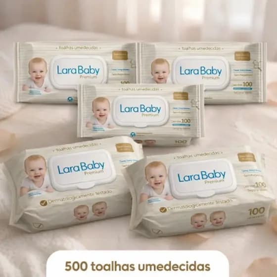 Lenço Umedecido Lara Baby Premium Kit 300 500 ou 1000 Unidades Toalha Umedecida Bebê Suave