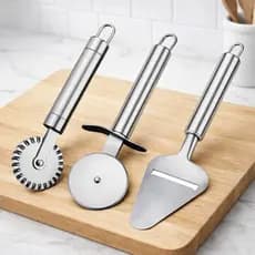 Conjunto Cozinha Original Line 3 Peças – Cortador Pizza, Pastel e Plaina de Queijo Inox