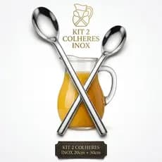 Kit Colher 20cm e 30cm Aço Inox para Drinks Gin Caipirinha Bar Coquetel Bartender Longa