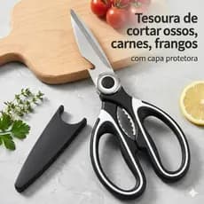 Tesoura Multiuso Inox Cozinha Corta Ossos Carne Peixe Abre Nozes e Garrafas 1 ou 2 unidades