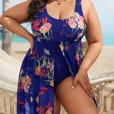 Vestido Maiô Feminino Plus Size Com Saia Embutida