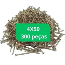 Parafuso Madeira 4x50 MDF Kit Caixa 300 peças Marcenaria Chipboard Cabeça Chata Philips Ph2 4 x 50
