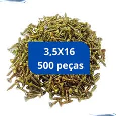 Parafuso para Madeira MDF Kit Caixa 500 peças 3,5x16 Chipboard Cabeça Chata Philips Ph2 3,5 x 16