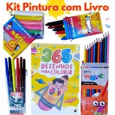 Livro com 365 desenhos para colorir com kit de pintura completo