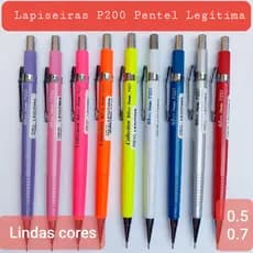 Lapiseira Pentel Legítima Sharp P200 0.5mm / 0.7mm diversas cores