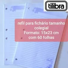 Refil caderno argolado fichário colegial Tilibra 60 folhas