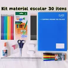 kit escolar 30 itens economico de qualidade papelaria volta as aulas