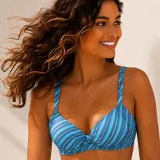 Top de Biquíni Feminino Estampado com Bojo Alça Regulável Moda Praia Verão Confortável