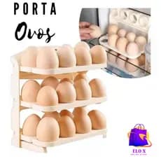 Caixa Organizadora de Ovos Gaveta  Bandeja Porta Guarda Geladeira Com 3 andares Retrátil Desmontável