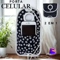 Porta Celular e Necessaire Carregador Tecido Parede 2 em 1 Bolsinha Para Carregar Várias Estampas