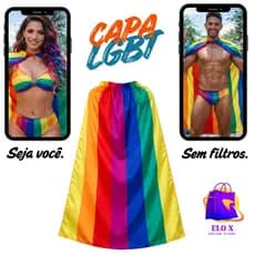 Capa Arco Íris Bandeira LGBT Colorida Temática Orgulho Acessório Pride Para Carnaval Unissex Cosplay