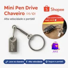 Mini Pendrive Chaveiro 2 em 1 Tipo C e USB Memória Portátil Compacto 16 32 64 128 GB Prático Rapido