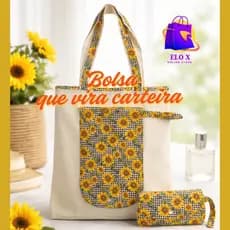 Bolsa 2 em 1 que vira carteira Ecobag Prática Ecologica Para Compras Dobrável Dia  Versátil Compacta