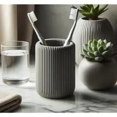 Porta Escova de Dentes Canelado | Organizador Banheiro Minimalista | Decoração 3D