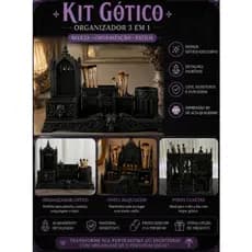 Kit Gótico Organizador 3 em 1 Porta Maquiagem, Porta Pincéis e Porta Canetas em Impressão 3D