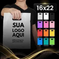 Sacolas Plásticas 16x22 Alça Vazada/Boca de Palhaço Personalizadas Com Logo Para Lojas 500/1000 UN