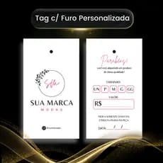 Etiqueta Tag Com Furo Personalizada Com Sua Logo Para Roupas E Produtos 8cmX4cm