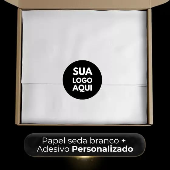 Papel Seda Branco 50x70 Adesivo Redondo Personalizado 5x5cm Kit Embalagem para Loja