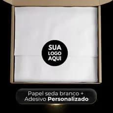 Papel Seda Branco 50x70 Adesivo Redondo Personalizado 5x5cm Kit Embalagem para Loja