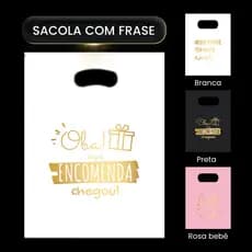 Kit Com 50 Sacolas Plásticas 20x30/30x40 Com Frase Pronta Ideal Para Lojas e Revendedores