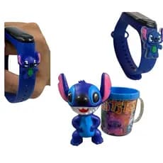 kit 3, Boneco Stitch + Caneca Personalizada + Relogio Digital