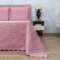 Kit Cobre Leito Camili 3,20M X2,40 Super King 3 Peças Colcha Aba Americana Dupla Face Matelado