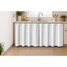 Cortina de Pia PVC Fosco Impermeável Blackout 1,40x0,80 Cozinha Lavável