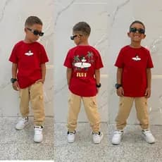 Conjunto Infantil Menino Calça e Camiseta Estampada Conjunto Cargo