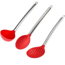 Kit de Utensílios Silicone para Cozinha Utilidades Domésticas Cabo de Inox