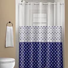 Cortina De Box De Banheiro 1,35m x 2,00m Visor Transparente E Saia Estampada
