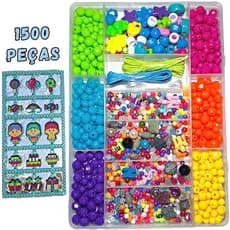 Kit Miçanga Infantil Maleta 1500 Peças Pulseira Pingente Bijuterias