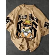 Camiseta Streetwear New York Urso 96 King Óculos Smile  Estilo De Rua Americano