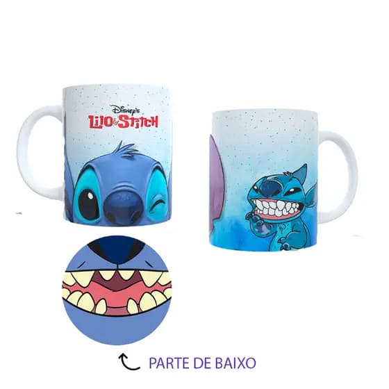 Caneca personalizada Lilo Stitch Bocão de fundo