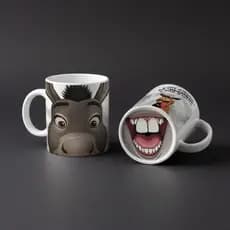 caneca personalizada Burro do Shrek - a gente já chegou tá chegando e agora - com boca no fundo