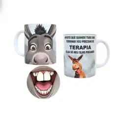 Caneca Personalizada Burro do Shrek Bocão - Quando Tudo Isso Terminar Vou Precisar de Terapia