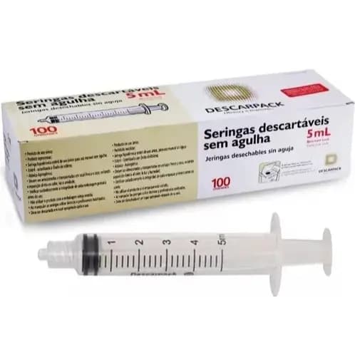 SERINGA 5ML DESCARTÁVEL BICO LUER SLIP - DESCARPACK