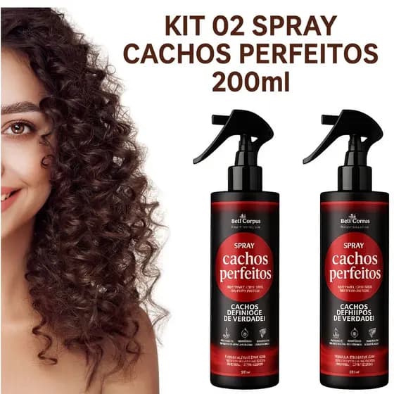 Kit 02 Und Spray Finalizador Cachos Perfeitos 200ml Fixação Suave e Natural Ativador de Cachos