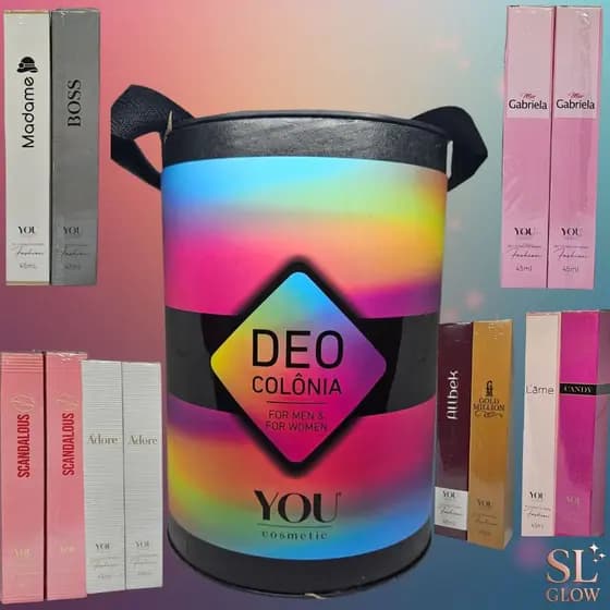 Kit com 12 Perfumes You Cosmetic Fragrâncias Masculinas e Femininas Compactos 45ml Originais Combo