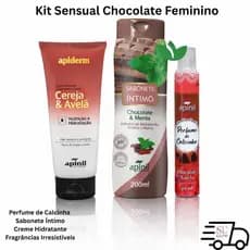 Kit Feminino Perfume de Sensual Chocolate Sabonete Íntimo Hidratante Cereja e Avelã Presente