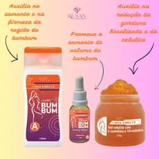 KIT AUMENTA BUMBUM GEL LOÇÃO FIRMADORA GOTAS CONCETRADAS HIDRATA COMBATE A CELULITE REDUZ A FLACIDEZ
