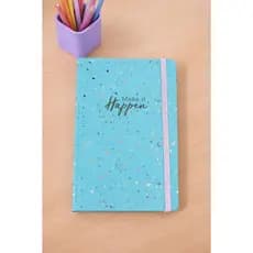 Caderneta Azul Petit de La Creme Rosa Capa Dura Minimalista Elástico Folhas Pontilhado Escritório Estudos Home Office