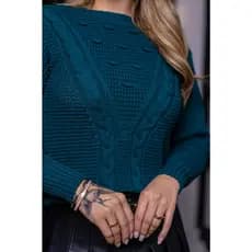 Blusa Tricot Inverno Moda Feminina | Blusa de Frio Tricot Manga longa Tranças Com Pom Pom