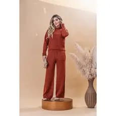 Conjunto Tricot Mousse Blusa e Calça Pantalona | Conjunto Mousse Tricô Inverno Moda Feminina