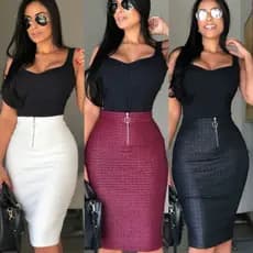Saia secretaria, lapiz midi, com ziper, saia social, reta, elegante, moda evangélica