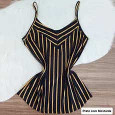 Blusa regata de alcinha listrada de viscolycra tamanho unico