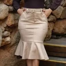 saia sereia, moda evangélica, de suede, social, midi com babado, marsala, preta, verde militar, saia elegante.