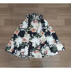 saia gode com cinto, com flores, saia godê estampada, saia rodada, saia de suplex digital